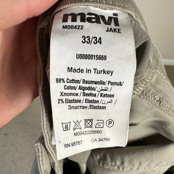 Mavi Jake Slim Leg Beige Denim Jeans US Men's 33x34 - Picture 6 of 9